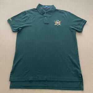 Polo Ralph Lauren Polo Shirt Mens Large Green Custom Fit Embroidered Horse Logo